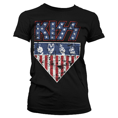 KISS tričko, Stars & Stripes Black, dámské