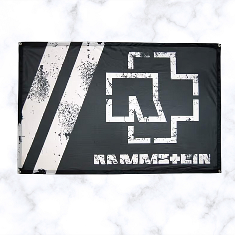 Rammstein vlajka s úchyty PES 150 x 100 cm, Weiße Balken