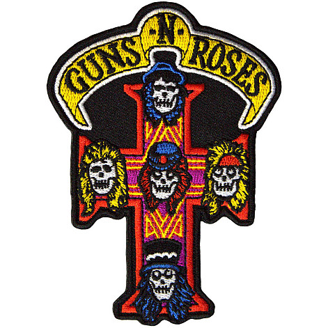 Guns N Roses tkaná nažehlovačka PES 80 x 40 mm, Appetite For Destruction Cross