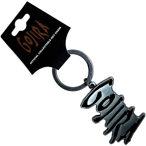 Gojira kovová klíčenka 45x30 mm, Logo Black Silver Zinc