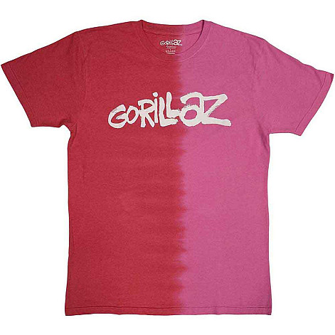 Gorillaz tričko, Two-Tone Brush Logo Wash Red, pánské