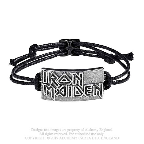 Iron Maiden náramek s posuvníkem do max 25 cm, Logo 21x47x3 mm 19 g