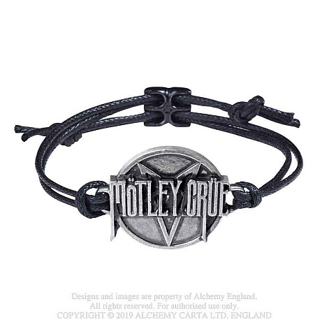 Motley Crue náramek s posuvníkem do max 25 cm, Pentagram Logo 25x52x10 mm 8 g