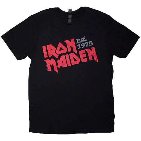 Iron Maiden tričko, Est. 1975 Slanted Logo Black, pánské