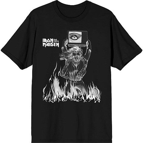 Iron Maiden tričko, Est. 1975 Holy Smoke Flames Crop Black, pánské
