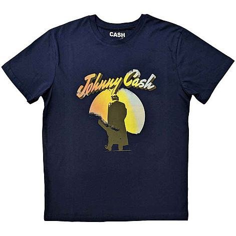 Johnny Cash tričko, Walking Guitar Navy Blue, pánské