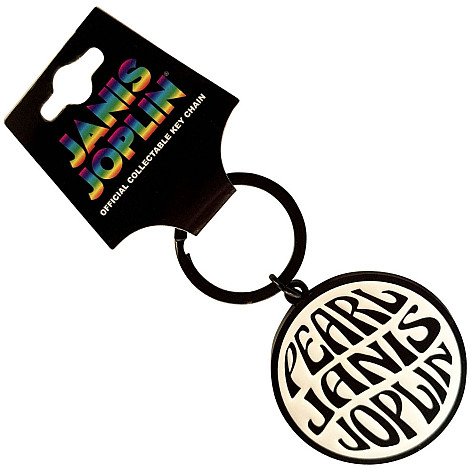 Janis Joplin kovová klíčenka 45 mm, Pearl Emblem Mono Zinc