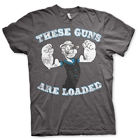 Pepek námořník tričko, These Guns Are Loaded Dark Grey, pánské