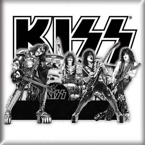 KISS magnet na lednici 75mm x 75mm, Graphite Band