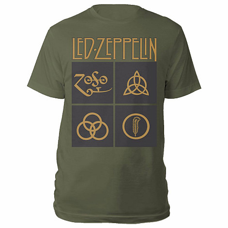 Led Zeppelin tričko, Gold Symbols in Black Square, pánské