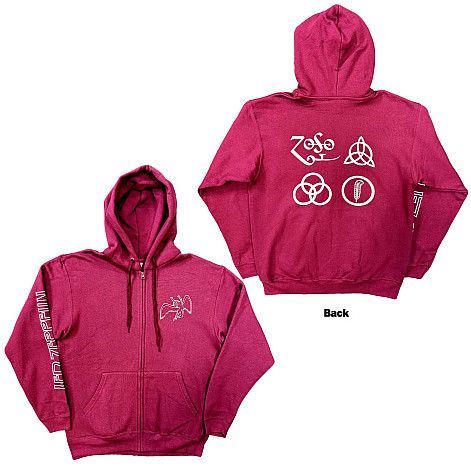 Led Zeppelin mikina, Symbols Zipped BP Maroon Red, pánská
