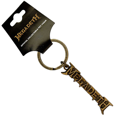 Megadeth kovová klíčenka 55x14 mm, Gold Logo Zinc