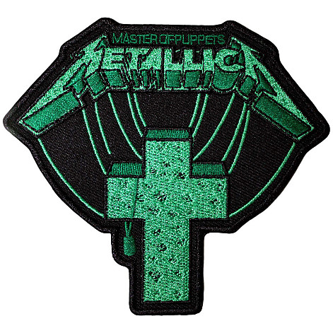 Metallica tkaná nažehlovačka PES 100 x 90 mm, Master Of Puppets Green Cross