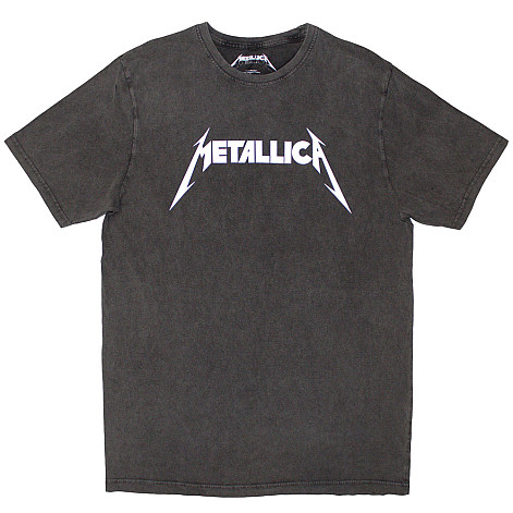 Metallica tričko, Logo Stone Wash Charcoal Grey, pánské