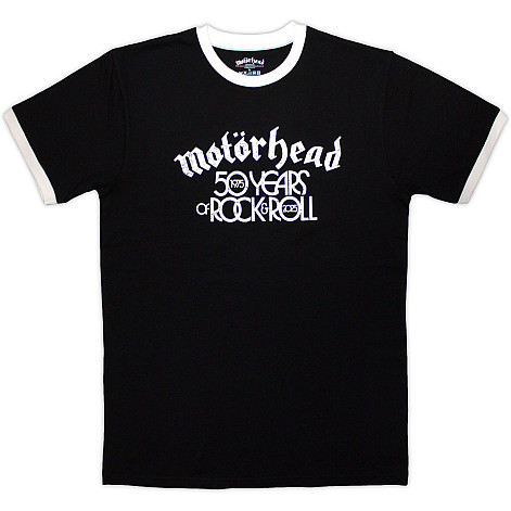 Motorhead tričko, 50 Years Text Lock Up Ringer Black, pánské