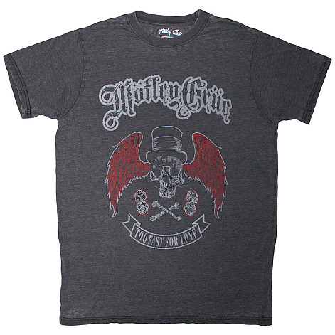 Motley Crue tričko, Skull Wings Wash Black, pánské