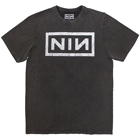 Nine Inch Nails tričko, Classic Logo Stone Wash Charcoal Grey, pánské