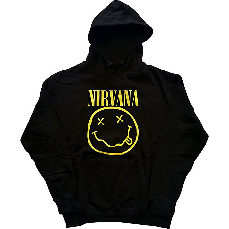 Nirvana mikina, Yellow Smiley Hoodie Black, pánská