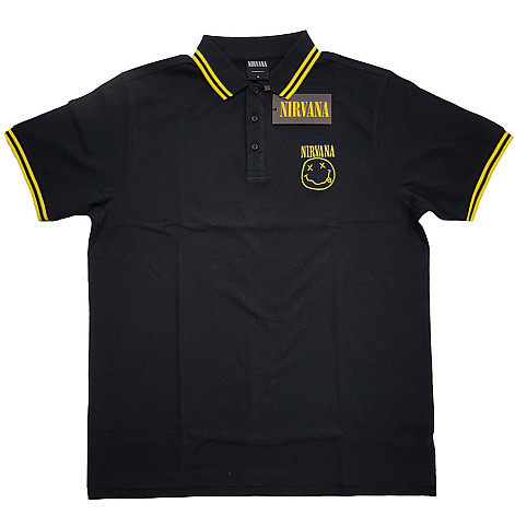 Nirvana polo tričko, Smiley Black, pánské