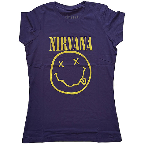 Nirvana tričko, Yellow Smiley Girly Purple, dámské