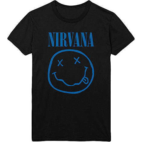 Nirvana tričko, Blue Smiley Black, pánské