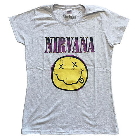Nirvana tričko, Xerox Smiley Pink Girly Grey, dámské