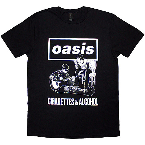 Oasis tričko, Cigarettes & Alcohol Illustration Mono Black, pánské