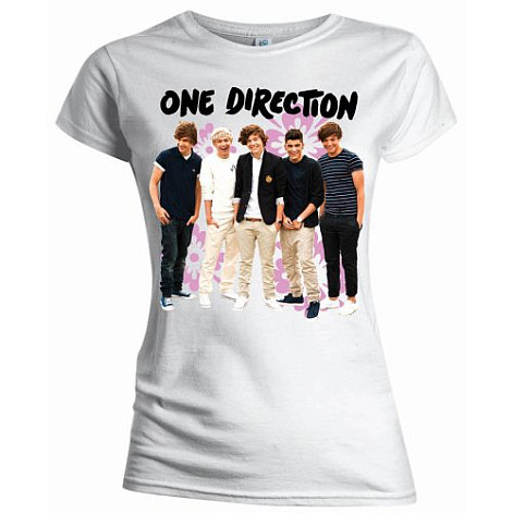 One Direction tričko, Flowers Skinny White, dámské