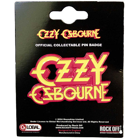 Ozzy Osbourne kovový odznak 45 x 27 mm, Stacked Logo Zinc