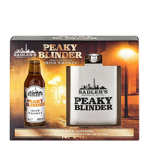 Irish Whiskey PEAKY BLINDERS Sadler's 40% vol. 0,05l + kovová placatka