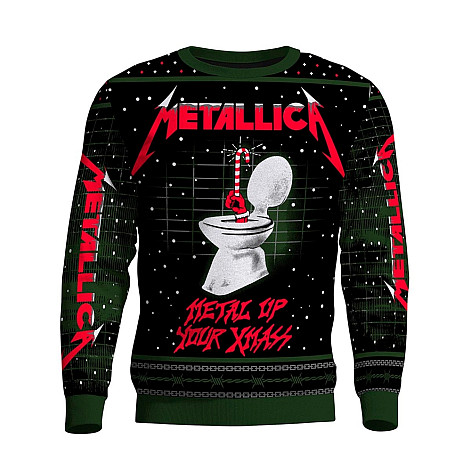 Metallica pletený vánoční svetr, Metal Up Your Ass Xmass Blk/Green