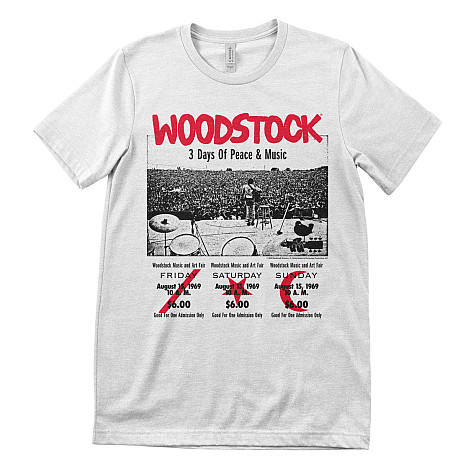 Woodstock tričko, 3 Day Ticket White, pánské
