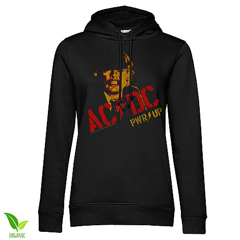 AC/DC mikina, Angus Young PWR-UP Organic Hoodie Girls Black, dámská