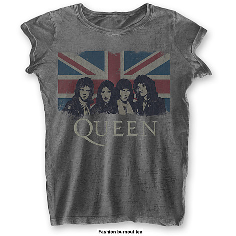 Queen tričko, Vintage Union Jack Burnout Girly, dámské