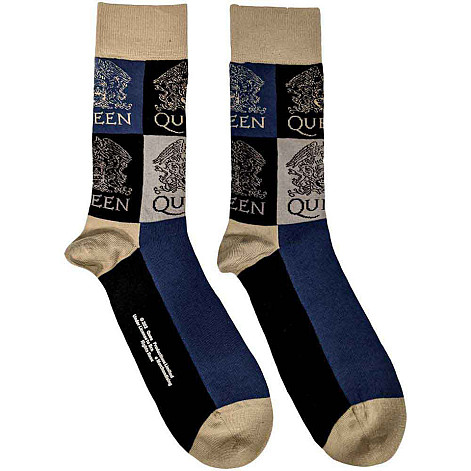Queen ponožky, Crest Blocks Navy Blue, unisex - velikost 4 až 7 (36 až 40 EU)