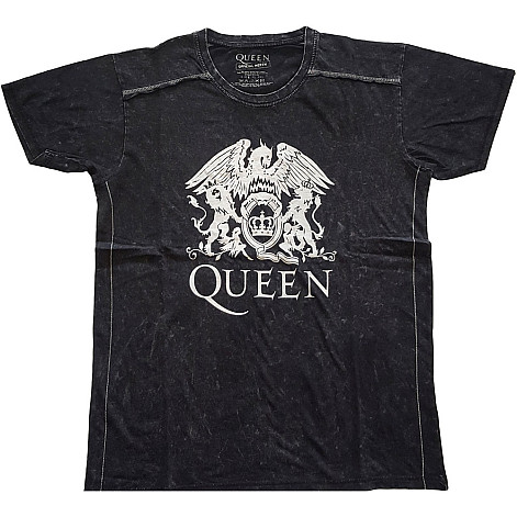 Queen tričko, Classic Crest Snow Washed Black, pánské