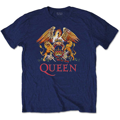 Queen tričko, Classic Crest Navy, pánské