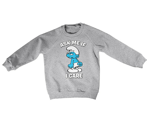 The Smurfs mikina, Ask Me If I Care Sweatshirt Grey, dětská