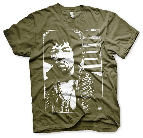 Jimi Hendrix tričko, JH Distressed Olive, pánské