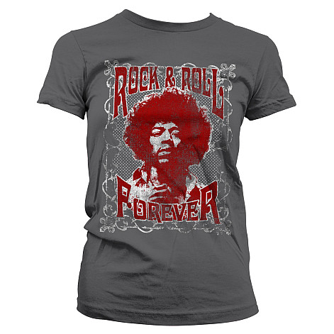 Jimi Hendrix tričko, Rock 'n Roll Forever Dark Grey, dámské