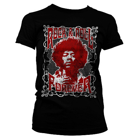 Jimi Hendrix tričko, Rock 'n Roll Forever Black, dámské