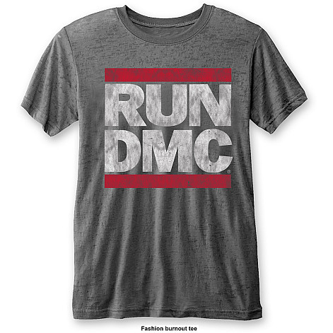 Run DMC tričko, DMC Logo Burn Out Grey, pánské