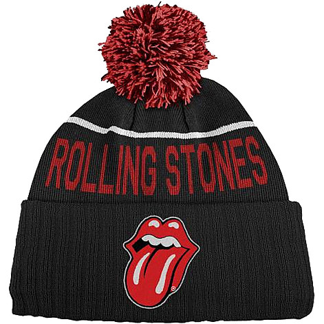 Rolling Stones zimní kulich, Classic Tongue Bobble Black