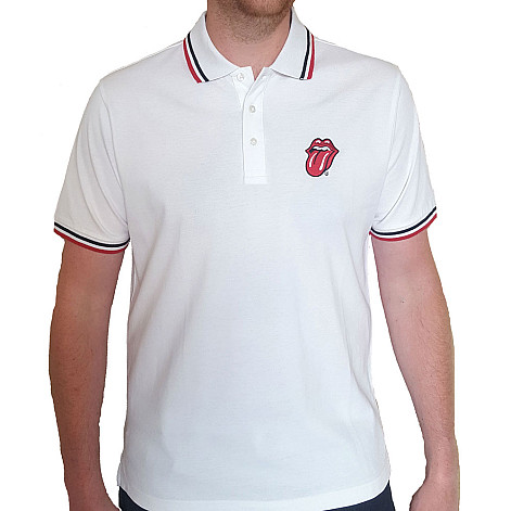 Rolling Stones tričko, Classic Tongue Polo White, pánské