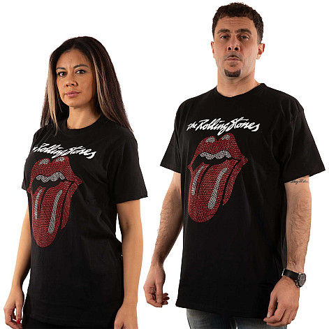Rolling Stones tričko, Logo & Tongue Diamante Black, pánské