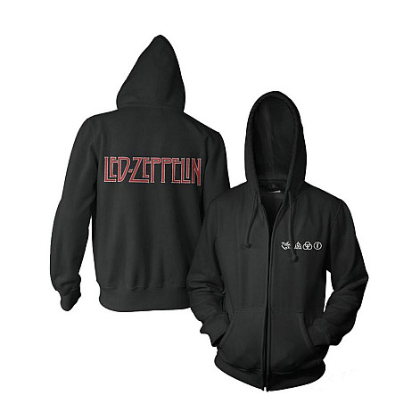 Led Zeppelin mikina, Logo & Symbols Black Zip, pánská