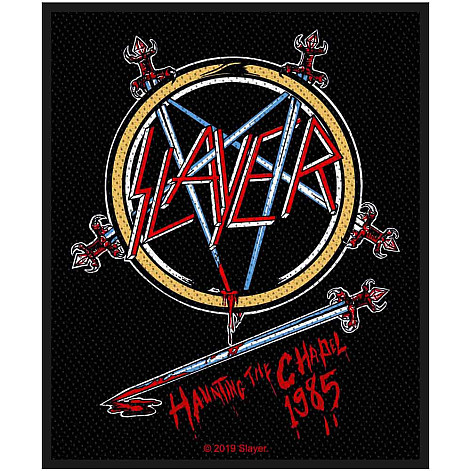 Slayer tkaná nášivka PES 100x50 mm, Haunting The Chapel
