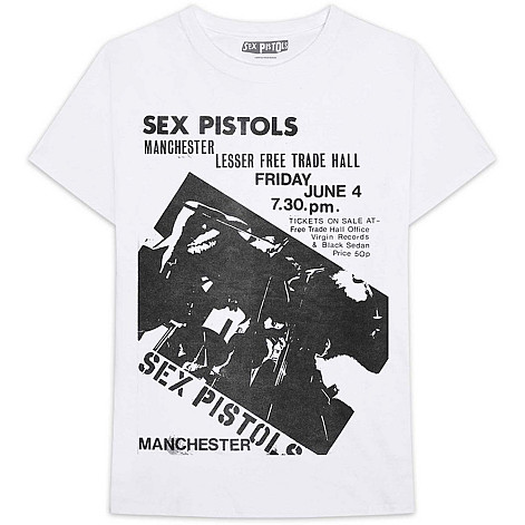 Sex Pistols tričko, Manchester Flyer White, pánské