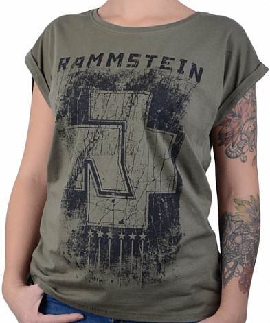 Rammstein tričko, Sechs Herzen BP Olive, dámské