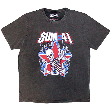 Sum 41 tričko, All Killer No Filler Skeleton Wash Charcoal Grey, pánské